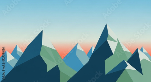 Mountain Peaks Landscape Illustration Art.