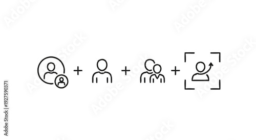 Conceptual Icons Representing User Profiles and Team Building.