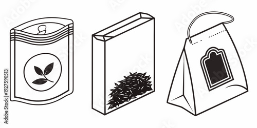 Three different types of packaging for storing various items and materials. Vector