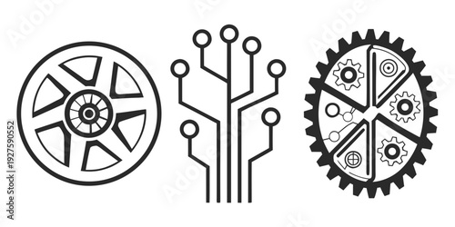 A visual representation of mechanical and digital integration in technology Vector