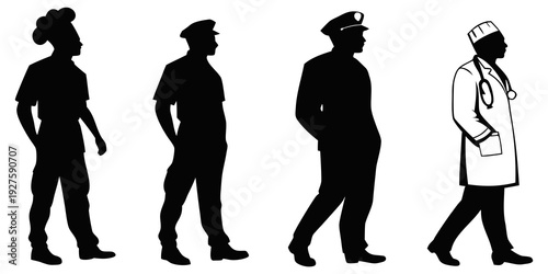 Illustration of various people walking in different styles and attire. Vector