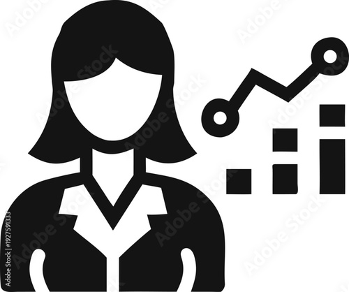 Expert Female Analyst Interpreting Dynamic Financial Markets and Economic Trend Data