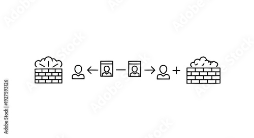 Conceptual illustration of secure data exchange between two individuals.