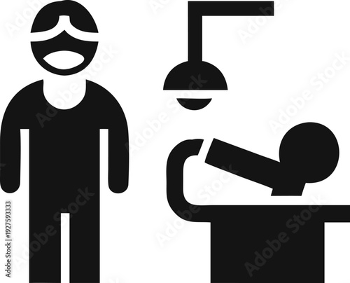 Dental Professional Examining Patient Under Bright Overhead Illumination