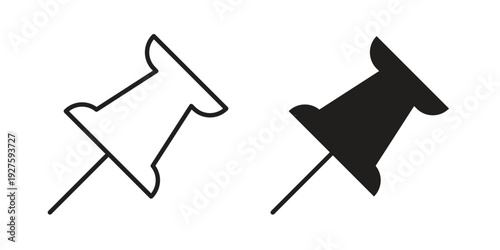 Push pin icons. Line Illustration Vector Template. Clipart concept illustration