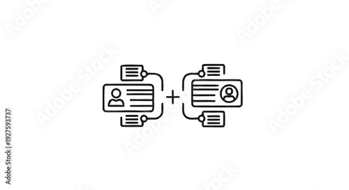 Connecting Business Cards and Information Icons.