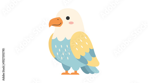 Cute Eagle or Bird Flat Vector Illustration Isolated on White