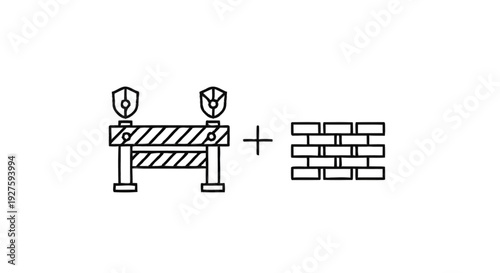 Construction Barrier and Brick Wall Iconography.