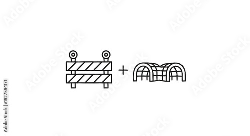 Construction Barrier and Igloo Icons Representing a Concept.