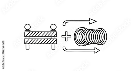 Construction Barrier and Spring Coil with Arrows.