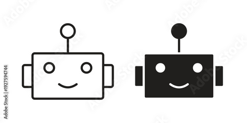 Robot icons. Line Illustration Vector Template. Clipart concept illustration