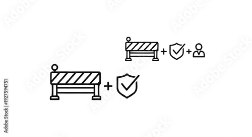 Construction Barrier Safety and Security Icons.