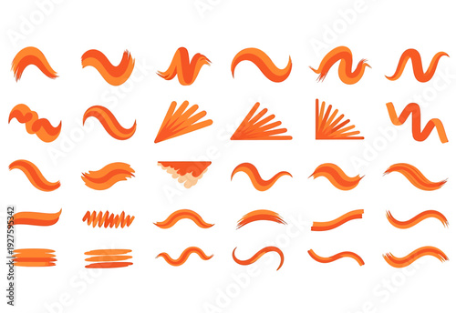 Orange abstract shapes and wavy lines for decorative and graphic design needs