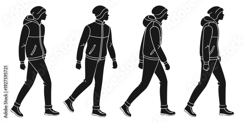 Illustration of a person walking with different leg and arm movements Vector
