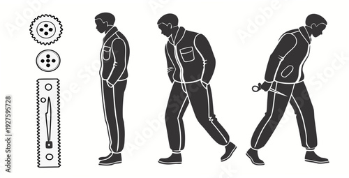 Illustration of three people walking with varying degrees of difficulty Vector
