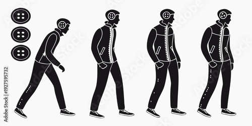 Illustration of a person walking with a backpack and a speech bubble Vector