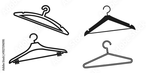 Assorted hangers displayed in a row with different designs and colors Vector