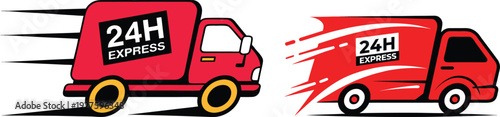 24H Express Delivery Truck Vector Icon