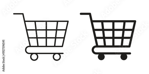 Shopping trolley icons. Line Illustration Vector Template. Clipart concept illustration