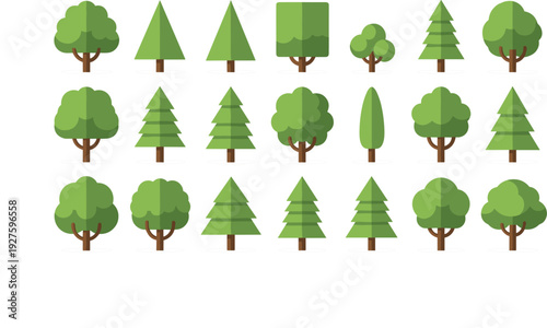 Detailed cartoon-style tree with lush green foliage and strong trunk vector illustration