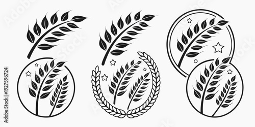 A collection of various types of grains and cereals depicted in a circular pattern. Vector
