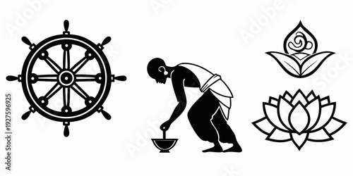 Symbolic representations of different cultural and spiritual beliefs Vector