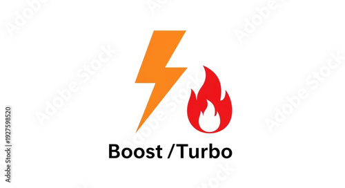 Energy and power concept - Lightning bolt and flame representing boost and turbo.