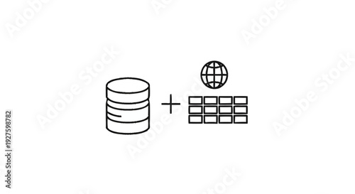 Database and Network Connection Iconography Representing Data Transfer.