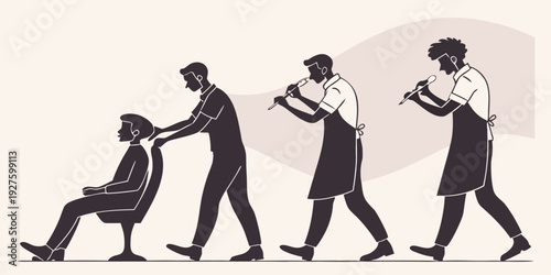 A sequence of people walking and interacting with a dog in various ways Vector