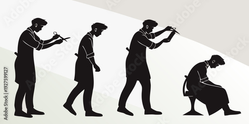 A sequence of figures demonstrating the evolution of human posture from primate origins Vector