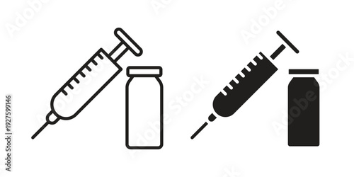 Vaccine vial icons. Line Illustration Vector Template. Clipart concept illustration
