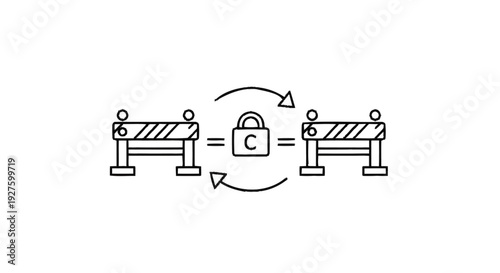 Conceptual illustration of secure data transfer between two points.