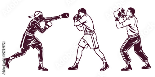 Three baseball players in action, demonstrating various batting stances and techniques. Vector