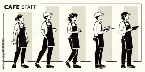 A man walking down the street with a coffee cup in his hand Vector