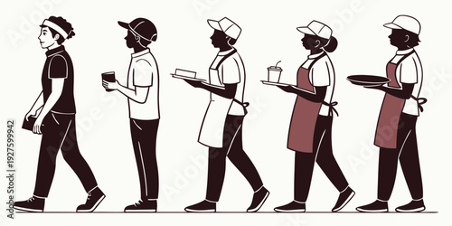 Illustration of people walking with various items in their hands Vector