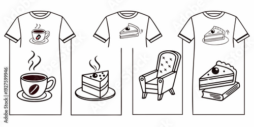 A collection of t-shirts with coffee and tea designs Vector