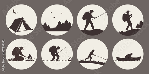 A collection of winter sports and activities depicted in circular icons Vector