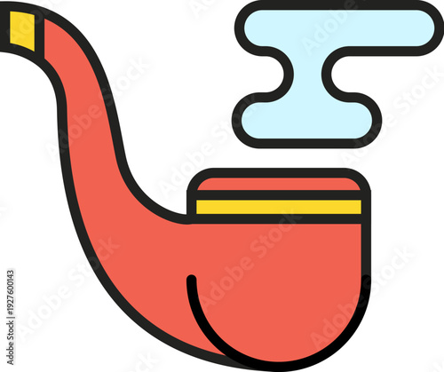 Illustration of a pipe emitting smoke, depicting a relaxed atmosphere and hobbyist activity in a simple graphic format from a straightforward viewpoint
