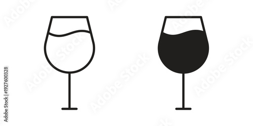 Wine glass icons. Line Illustration Vector Template. Clipart concept illustration