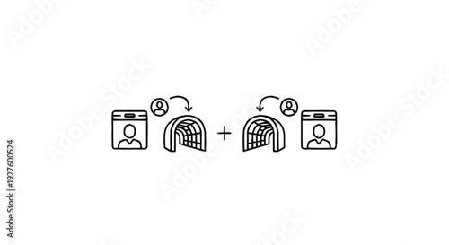 Conceptual illustration of data transfer between two systems.