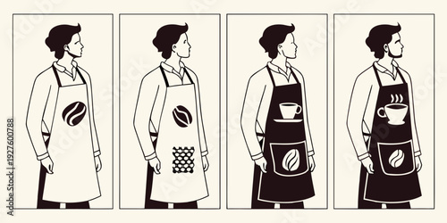 Four people in different uniforms standing in a row Vector