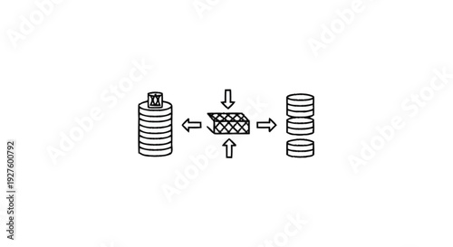 Data processing and storage concept with abstract elements.