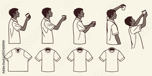 Illustration of various t-shirt styles and their corresponding folding techniques Vector
