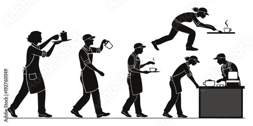 Evolution of human movement from walking to jumping and running. Vector