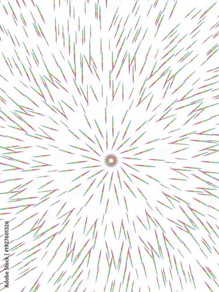 Fototapeta premium Abstract multicolored radial lines bursting from center on white