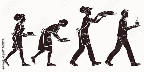 Sequence of a person walking with a backpack in a stylized illustration Vector