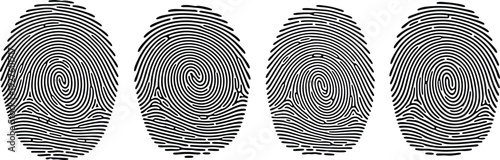 Fingerprint collection with detailed biometric thumbprint patterns vector set for identity security, forensic analysis, and personal authentication design