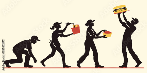 Evolution of human activities from survival to modern comforts Vector