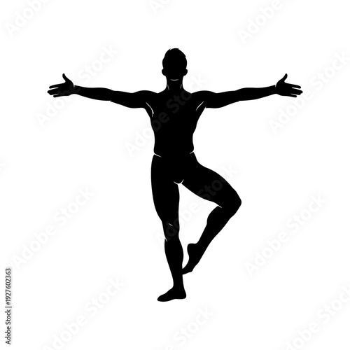 Silhouette of a Dancer in a Graceful Pose.