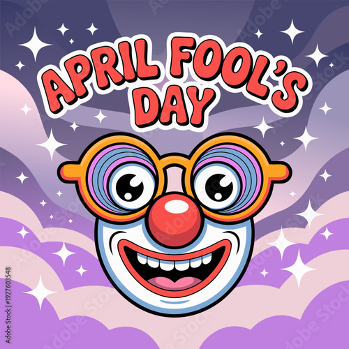 Bright April Fools Day celebration illustration with silly theme